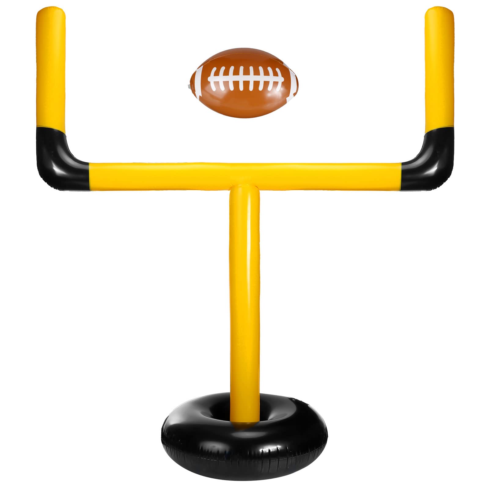 Photo 1 of Zhanmai Inflatable Jumbo Football Set Inflatable Football Goal with Beach Ball Target Goal Post Ball Accessories Outdoor Sport Summer Beach Pool Games Toys for Practice and Fun(Yellow, Black)