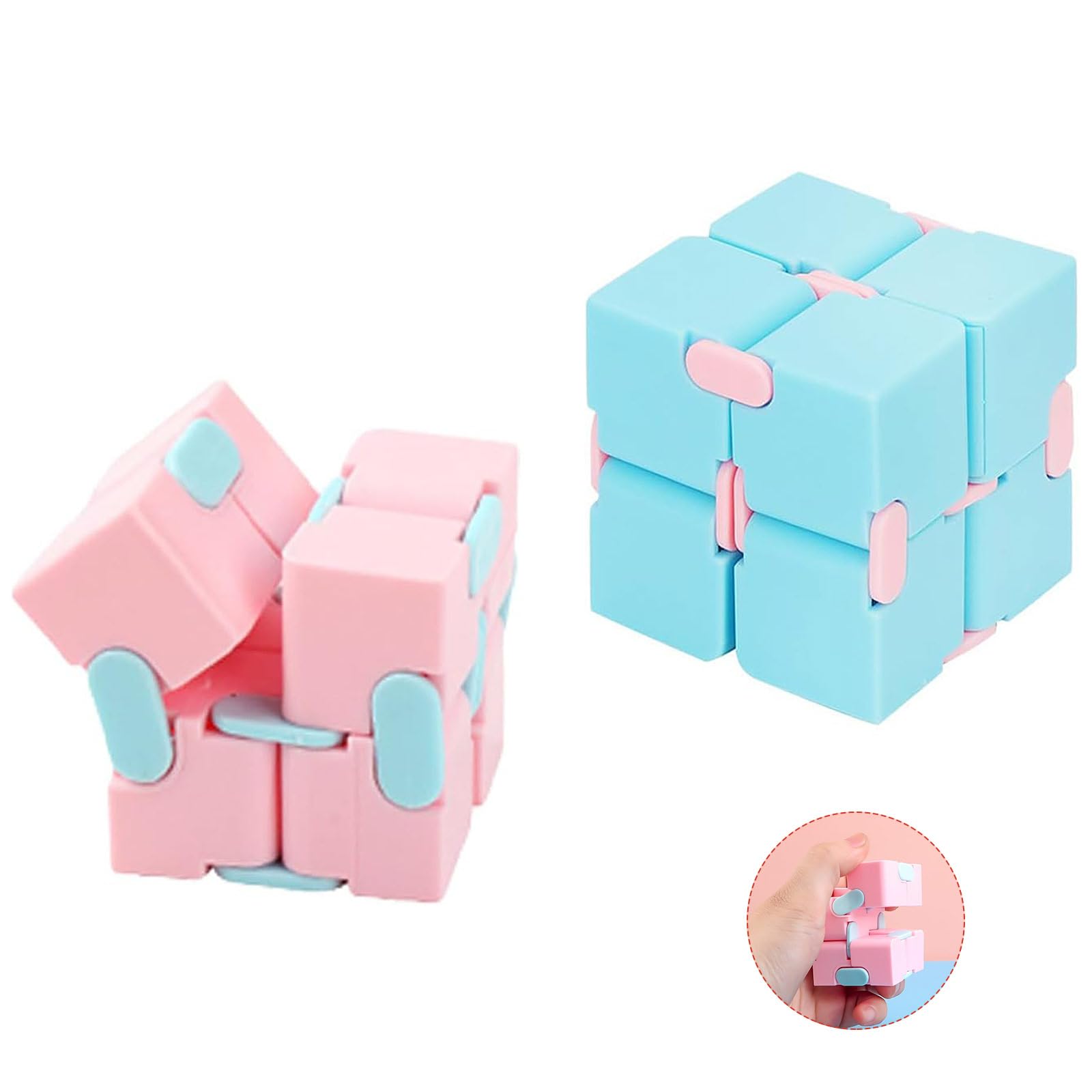 Generic Infinity Cube Fidget Toy - Pink - Small - Focus - All Ages