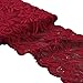 5 Yards Floral Lace Ribbon Stretch Tulle Lace Trim Elastic Webbing Fabric for DIY Jewelry Making Craft Clothes Accessories Gift Wrapping Wedding Party Decoration (Burgundy)