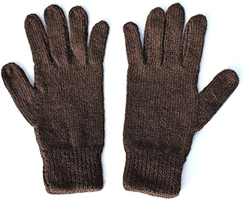The Alpaca Collection, 100% Alpaca Wool Knit Gloves Dk Chocolate Brown Medium