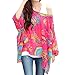 Doinshop Elegant Female Blouses Bohemian Print Loose Tank Batwing Sleeve Shirts (L)