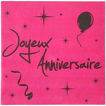 Tovagliolo Motivo Scritta In Francese Joyeux Anniversaire Colore Fucsia Amazon It Casa E Cucina