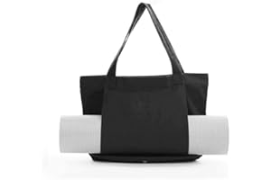 Canvas Yoga Mat Tote Bag with Side Pocket Large Shoulder Carryall for Pilates Gym and Workout