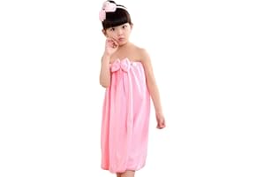 PURFUN Girls Soft Bath Towel Dress with Bowknot for 3.9-4.9ft, Kids Girls Elastic Water Absorbent Beach Towel Wrap Tube Dress