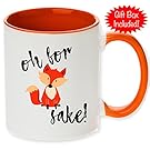 Unique Oh For Fox Sake Coffee Mug with Optional Personalized Name! The Cutest, Funniest, and Perfect Gift for Anyone! Available in 11oz or 15oz! (11oz, No Personalization)