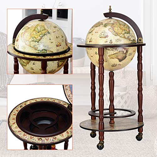 DREAMADE Globus Bar Barwagen, Weinregal auf Rollen, Minibar Globus Hausbar, Servierwagen mit Klassischem Design… – Bild 6