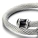 COOLSTEELANDBEYOND Mens Stainless Steel Twisted Cable Cuff Bangle Bracelet Silver Color with Black Enamel