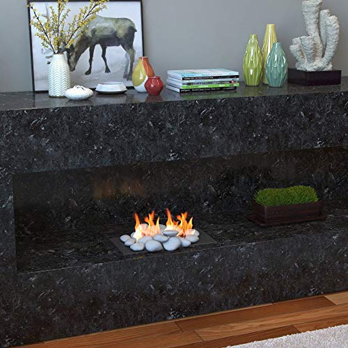 24 PCS Fireplace Ceramic Pebbles for Firepits ï¼Œfor All Types of Indoor, Gas Inserts, Ventless & Vent Free, Electric, or Outdoor Fireplaces & Fire Pits. Realistic Clean Burning Accessories ... (white)