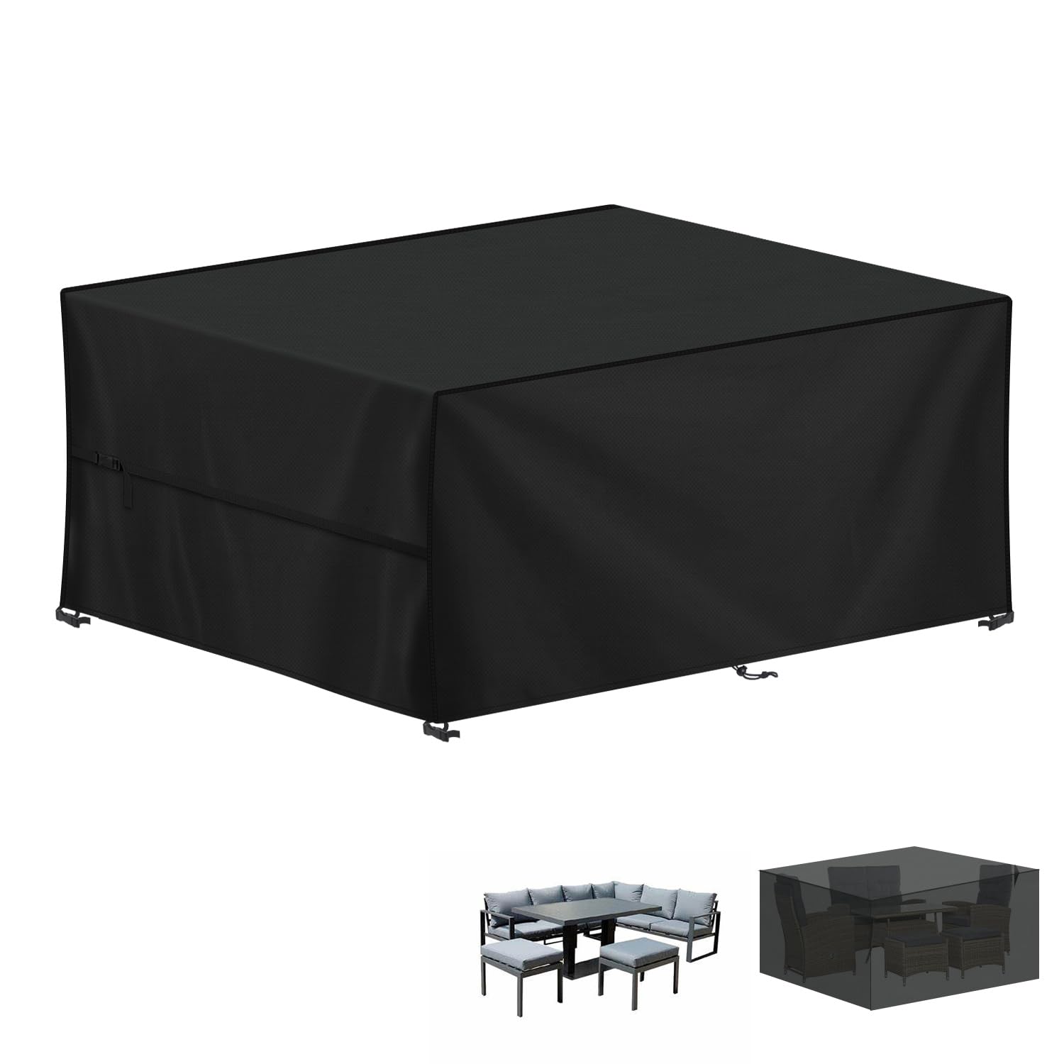 LAMUNI Large Garden Furniture Covers, 210x140x80cm Outdoor Garden Furniture Set Cover, 420D Oxford Patio Table Covers Waterproof Patio Furniture Covers for Outside Chair and Table Rattan Sofa Cover