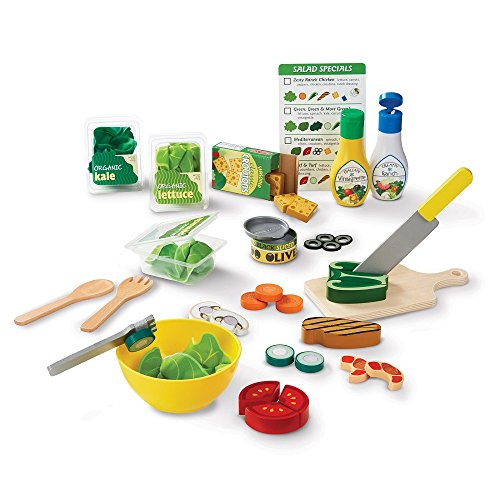 Melissa & Doug Slice & Toss Salad Play Food Set with 52 Wooden and Felt Pieces