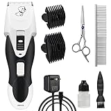 Pet Grooming Clippers Professional Dog Grooming Clippers Cordless Dog Hair Clippers, Electric Quiet Pet Trimmer for Dogs and Cats, Grooming Clippers for Other Animal with 2 Comb Guides