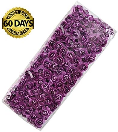 Artificial Flower Mini Artificial Mini Paper Rose Bouquet DIY Wreath Scrapbook Wedding Ornament Artificial Rose 144pcs 1.5cm (Purple)