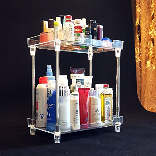 2Tier Bathroom Organizer Countertop, Clear Acrylic Organizer Shelf