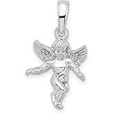 Auriga Fine Jewelry 925 Sterling Silver 3D Guardian Angel Pendant (L- 0.95 Inch, W- 0.51 Inch)