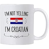 Casitika Croatia Pride Souvenir Mug. I'm Not Yelling I'm Croatian 11 Ounce Coffee Mug. Cup Idea for Proud Wife, Husband, Friend or Coworker Featuring the Country Flag.