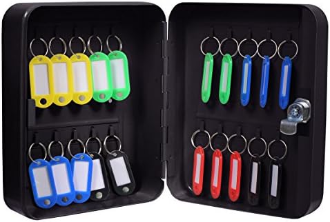 20 Hook Key Box Metal Safe w/Tag Case Cabinet Wall Mount Home Car Lock Storage