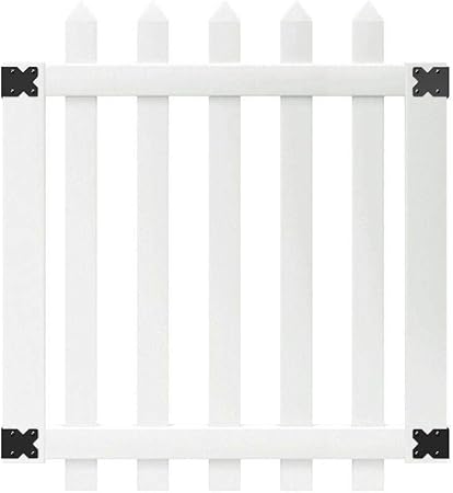 Amazon Com Outdoor Essentials Picketlock Yorktown Spaced Spade Picket Fence Gate Kit White Vinyl 3 5 Ft X 4 Ft Garden Outdoor