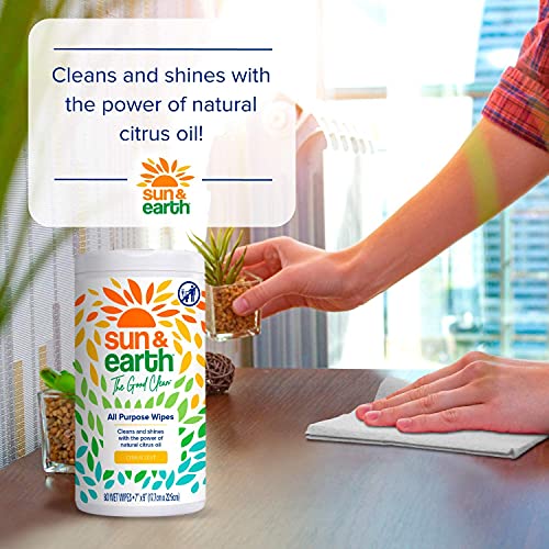 Sun & Earth All Purpose Cleaner Wipes Bulk, All Natural Citrus Scent