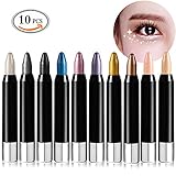 Travelmall 10pcs/pack Cream Eyeliner Eye shadow Pencil Lying Silkworm Big Smokey Eyes Shimmer Automatically Rotate Makeup Glitter Eye Liner Pen