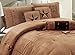 Grand Linen 7 Piece Western Decor Lodge Queen Comforter Set Taupe/Brown - Embroidered Lone Star Barbed Wire Micro Suede Bedding