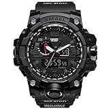 SMAEL Military Watch, Big Face Sports Watch Army Style Multifunctional Wrist Watch for Youth (Black)