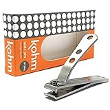 Kohm CP-240L Straight Edge Toe Nail Clippers for Thick Toenails, Strong Large Toenail Clippers for Men, Seniors, Adults