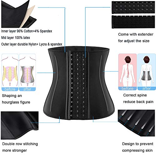 Waist Trainer for Women Corset Cincher Body Shaper Girdle Trimmer with Steel Bones Extender