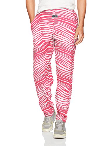 Zubaz Men's Classic Zebra Printed Athletic Lounge Pants, Pink/White, XL