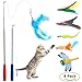 8 Pcs Cat Feather Toy, Cat Toy Wand, Teaser Wand Toy Set, Wineecy Cat Toys Interactive Retractable Wand Rod with Assorted Feather Toy for Exercising Kitten or Cat (Feather Toys)