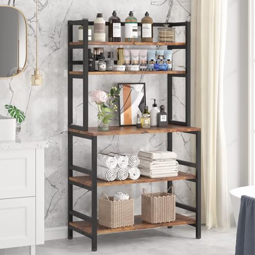 STAR BURN Estantería de Cocina Organizadora 5 Niveles para Microondas - Mueble de Almacenamiento en Madera de Alta Calidad, Alacena Moderna para Cocinas Pequeñas 80 * 40 * 168cm