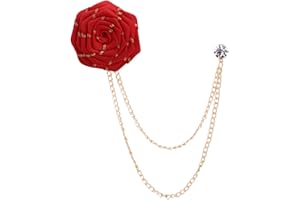 GUAFEIH Fashion Bridegroom Wedding Brooches Fabrics Handmade Rose Flower Brooch Lapel Pin Badge Tassel Chain Men's Suit Accessories
