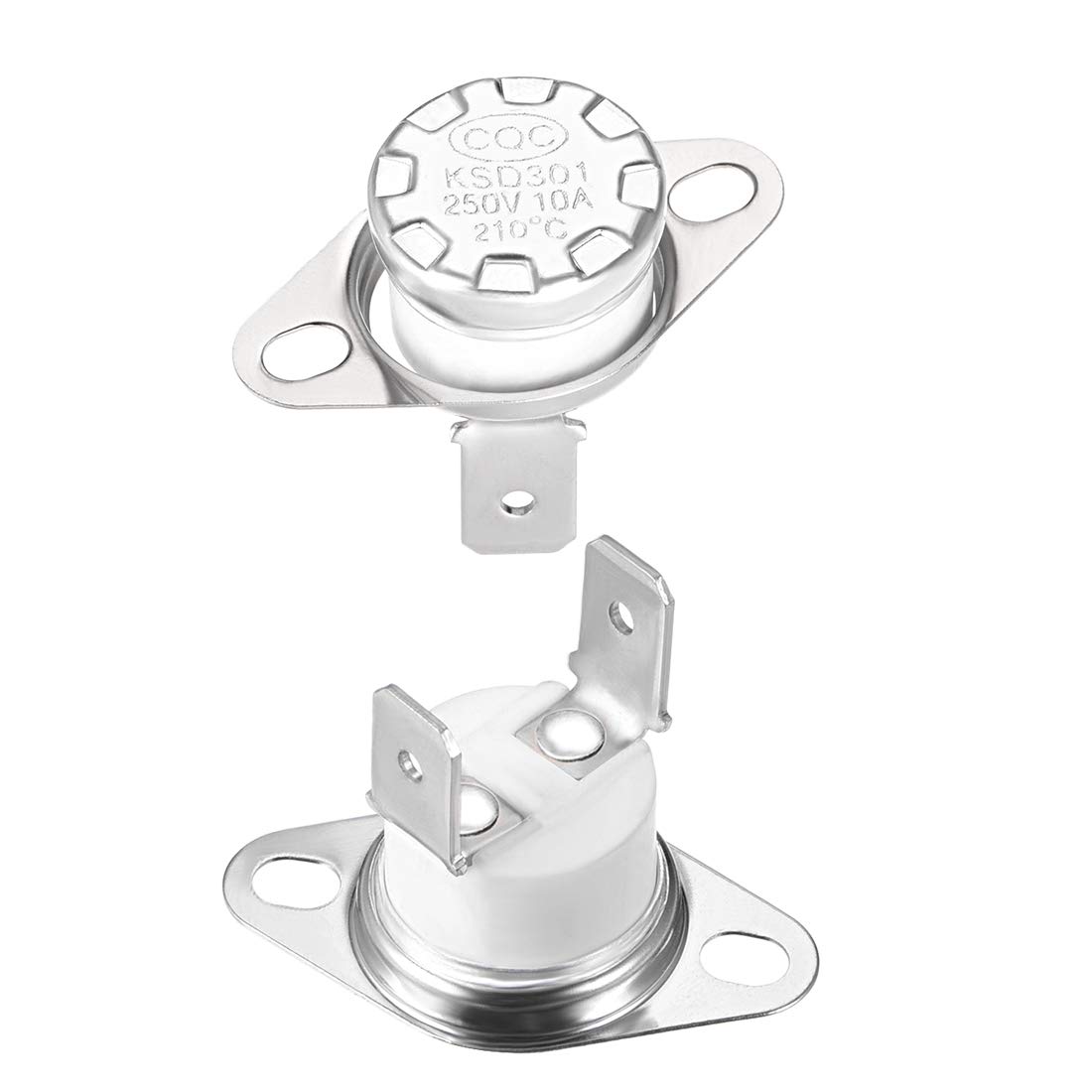 sourcing map KSD301 Thermostat 210°C/410°F 10A Normally Closed N.C Adjust Snap Disc Temperature Switch for Microwaves,Oven,Coffee Maker 2pcs,Ceramic Material