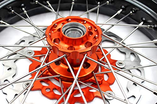 KKE KTM SIZE SX SX-F EXC EXC-W XC XC-F EXC-F 125CC 250CC 300CC 350CC 450CC 530CC WHEEL 3.517/4.2517 ORANGE HUB ALUMINUM BLACK RIM CST TIRE 110/150 FOR KTM ALL MODEL 125CC-530CC 2001-2019