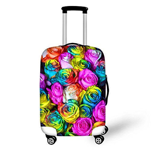 FOR U DESIGNS 22-25 inch Multicolor Flowers Spandex Luggage Case Cover for Women