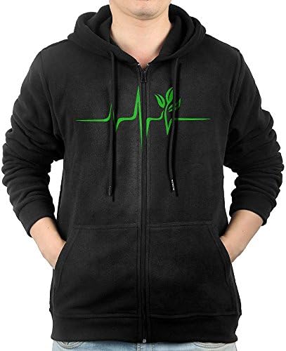 Earth Day Green Life Heartbeat Sweater Shirt Zipper Jacket Sun Hoody For Mens Fit Rowing Black Large