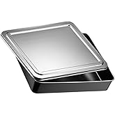 UPKOCH Stainless Steel Baking Pan with Lid 13.18X11.22X2.36 Inch Rectangle Nonstick Bakeware for Tiramisu Brownies Casseroles Covered Cake Pan Dishwasher Safe