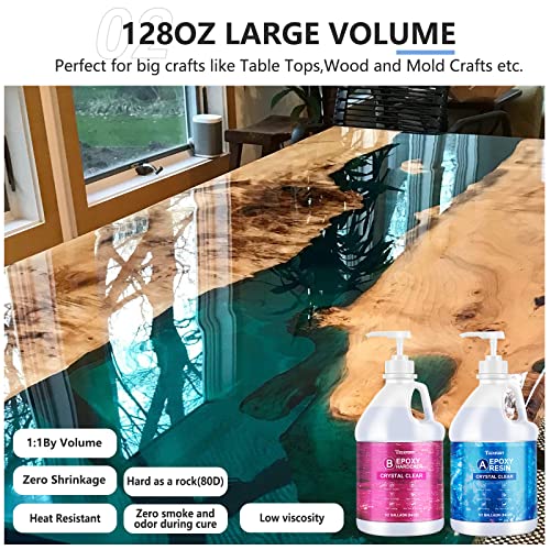 Teexpert 1 Gallon Crystal Clear Epoxy Resin Kit - Bubble Free (1:1 Ratio)
