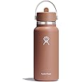 HYDRO FLASK Wide Mouth vacuum insulated stainless steel water bottle with leakproof closeable straw lid for cold water drinks, sports, travel, car and school