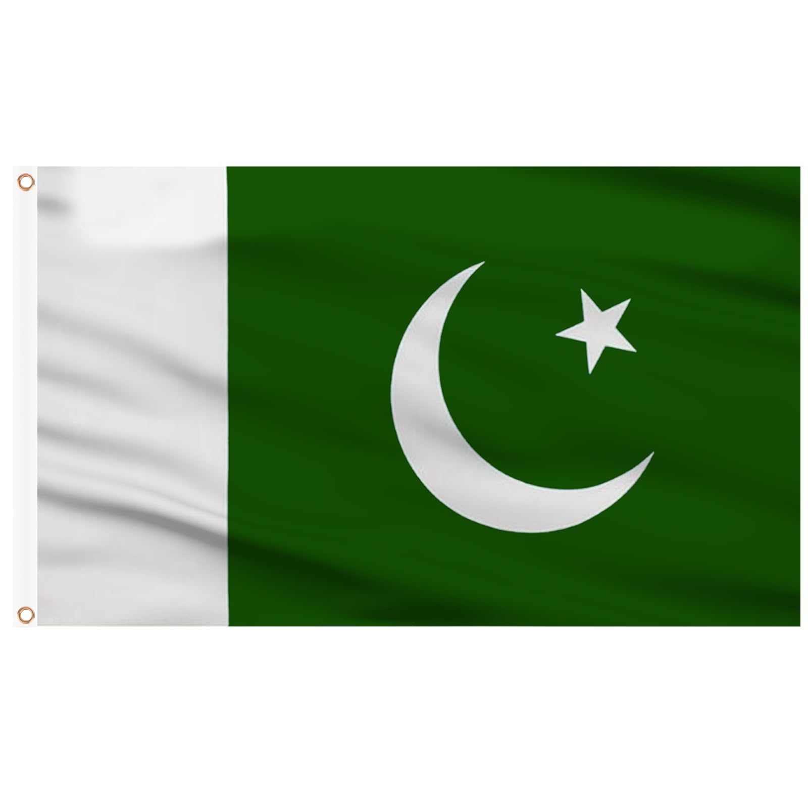 AhfuLife Pakistan Flag 5ft x 3ft for Party Decorations, 1Pcs Large Big Pakistani Flag Polyester Double Side with Brass Eyelets for National Culture Day Garden Street Indoor Outdoor day — image 1
