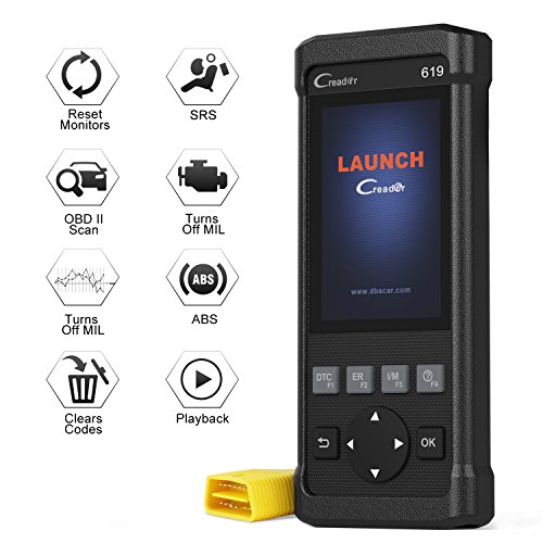 Launch Creader CR619 Automotive ABS SRS Diagnostic Scan Tool Auto Obd ii OBD2 Scanner Car Code Reader Check Engine SRS ABS Airbag Light Fault Code Reader with EVAP O2 On-board Monitor Test