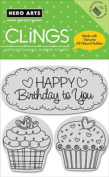 Happy Birthday Cupcakes - Cling Rubber Stamps
