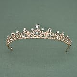 SWEETV Crystal Crown Princess Tiara Headband Rhinestone Leaf Pageant Wedding Hair Jewelry, Rose Gold