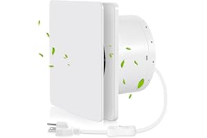 Fanspex 6” Bathroom Exhaust Fan With Front Panel, Bathroom Vent Fan for Window or Wall Mount, 1.0 Sones Quiet, 17W Low Consumption, 5 Ft Long Cord with On/off Button