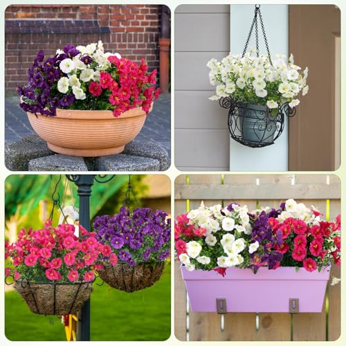 Huiguli 9 Bouquets Outdoor Fake Flowers, Artificial Flowers Plastic UV Resistant Fake Plants Outdoor for Balcony, Patio, Porch, Hanging Garden Indoor Decoration (3 Colors)