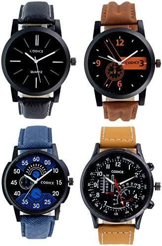 Codice Black Dial Multicolor Leather Watches for Men & Boy Watches Combo Watch 4