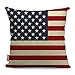Kingla Home Square Cotton Linen Sofa Cushion Covers Decorative Pillow Cases 18 X 18 Inch American Flag Zippered Custom Throw Pillow Cover