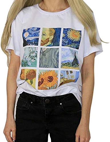 KOERIM Women's Summer Short Sleeve T-Shirt Large Size Casual Cartoon Letter Print T-Shirt