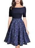 Miusol Women's Retro Off Shoulder Flare Print Evening Party Dress