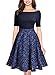 Miusol Women's Retro Off Shoulder Flare Print Evening Party Dress
