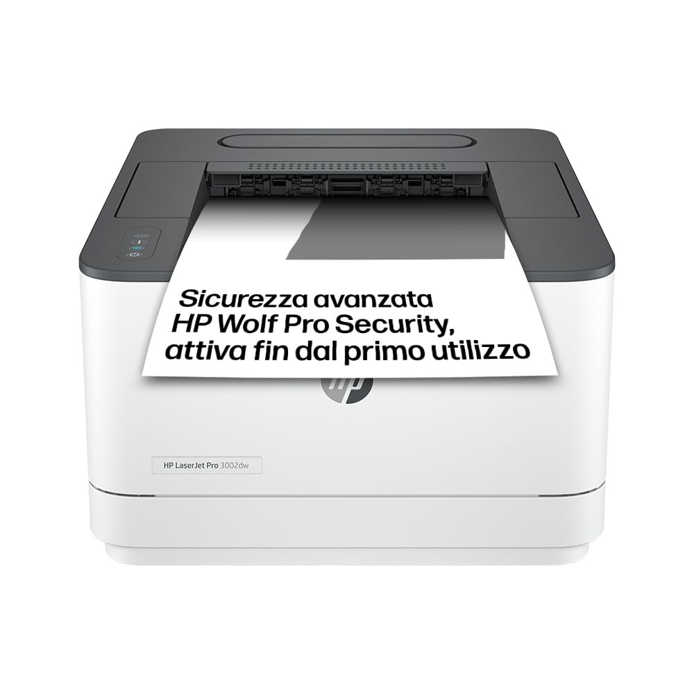 HP LaserJet Pro MFP 3002dw 3G652F, Stampante a Singola Funzione A4, Stampa Fronte/Retro Automatico in b/n, 33 ppm, USB, USB Host, WiFi, Ethernet, Smart, Bianca